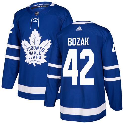 Adidas Maple Leafs #42 Tyler Bozak Blue Home Authentic Stitched NHL Jersey - Click Image to Close